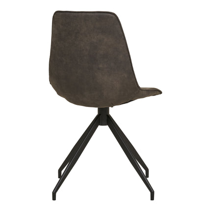 Monaco Eetkamerstoel - Set van 2 Eetkamerstoelen met draaifunctie, microvezel, grijs, zwarte poten HN1229