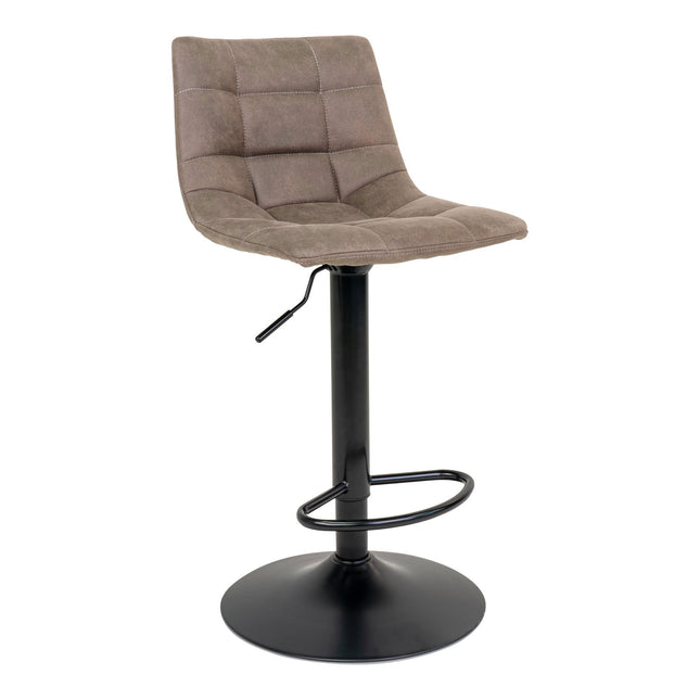 Middelfart Barkruk - Set van 2 Barkrukken, microvezel, lichtbruin, zwarte poten HN1281