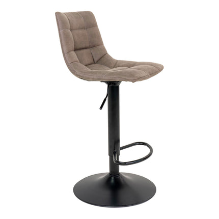 Middelfart Barkruk - Set van 2 Barkrukken, microvezel, lichtbruin, zwarte poten HN1281