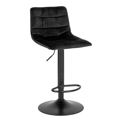 Middelfart barkruk - Set van 2 Barkrukken, fluweel, zwart, zwarte poten N1207