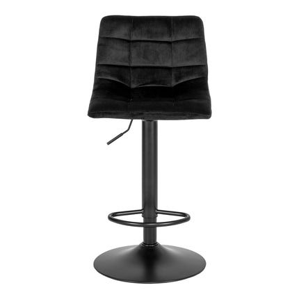 Middelfart barkruk - Set van 2 Barkrukken, fluweel, zwart, zwarte poten N1207