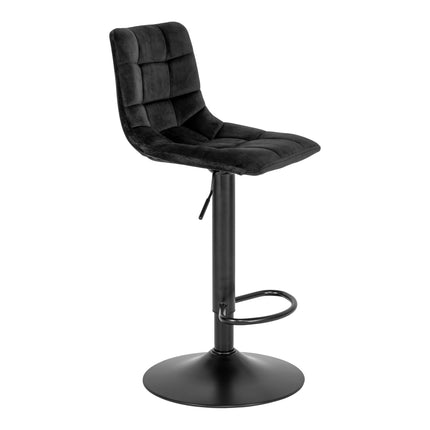 Middelfart barkruk - Set van 2 Barkrukken, fluweel, zwart, zwarte poten N1207