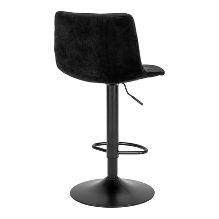 Middelfart barkruk - Set van 2 Barkrukken, fluweel, zwart, zwarte poten N1207