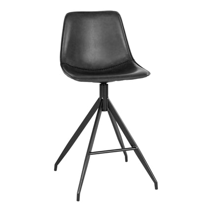 Monaco Counterstoel - Set van 2 Counterstoelen, PU-leer, zwart, zwarte poten HN1228