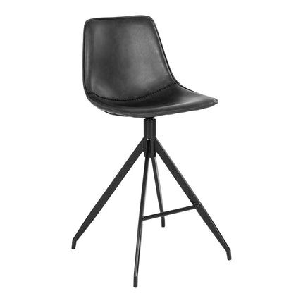 Monaco Counterstoel - Set van 2 Counterstoelen, PU-leer, zwart, zwarte poten HN1228