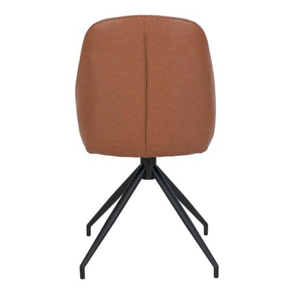 Monte Carlo Set van 2 Eetkamerstoelen met draaifunctie - in PU met draaifunctie, vintage bruin met zwarte poten
