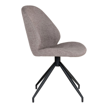Monte Carlo Set van 2 Eetkamerstoelen met draaibare voet, steenkleurig met zwarte poten, HN1030