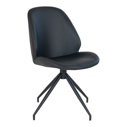 Monte Carlo Set van 2 Eetkamerstoelen - in PU met draaifunctie, zwart, HN1223