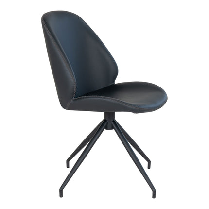 Monte Carlo Set van 2 Eetkamerstoelen - in PU met draaifunctie, zwart, HN1223