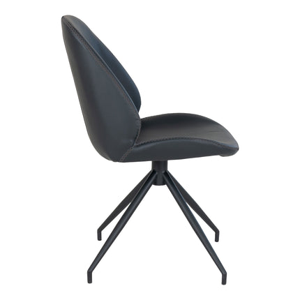 Monte Carlo Set van 2 Eetkamerstoelen - in PU met draaifunctie, zwart, HN1223