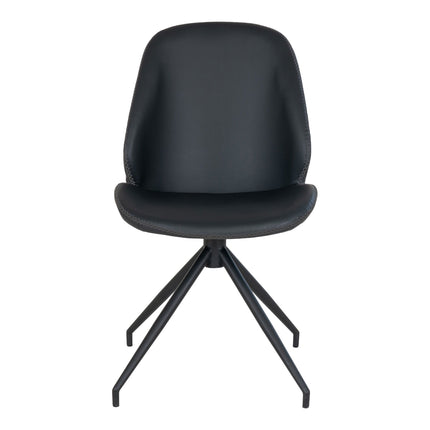 Monte Carlo Set van 2 Eetkamerstoelen - in PU met draaifunctie, zwart, HN1223