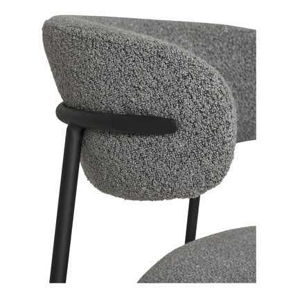 Mira eetkamerstoel - Set van 2 Eetkamerstoelen, bouclé, lichtgrijs, zwarte poten HN1268