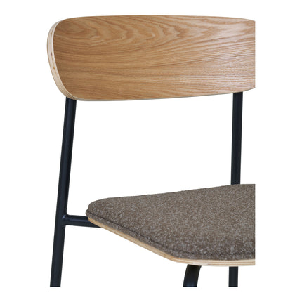 Estepona Eetkamerstoel - Set van 2 Eetkamerstoelen, rugleuning van essenhout, bruine zitting met zwarte poten HN1269