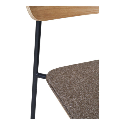 Estepona Eetkamerstoel - Set van 2 Eetkamerstoelen, rugleuning van essenhout, bruine zitting met zwarte poten HN1269