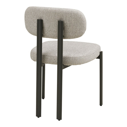 Royan Eetkamerstoel - Set van 2 Eetkamerstoelen, lichtgrijs, grijze poten HN1316