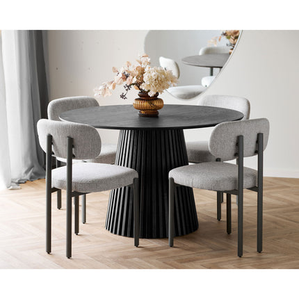Royan Eetkamerstoel - Set van 2 Eetkamerstoelen, lichtgrijs, grijze poten HN1316