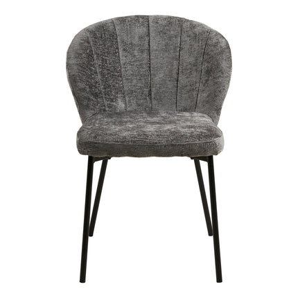 Roanne Eetkamerstoel - Set van 2 Eetkamerstoelen, grijs, zwarte poten, HN1319
