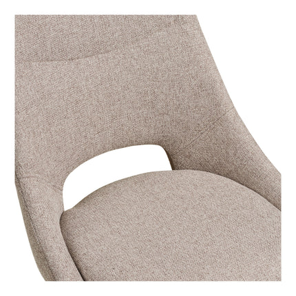 Dokka Eetkamerstoel - Set van 2 Eetkamerstoelen met draaifunctie, zandkleurig, zwarte poten HN1088