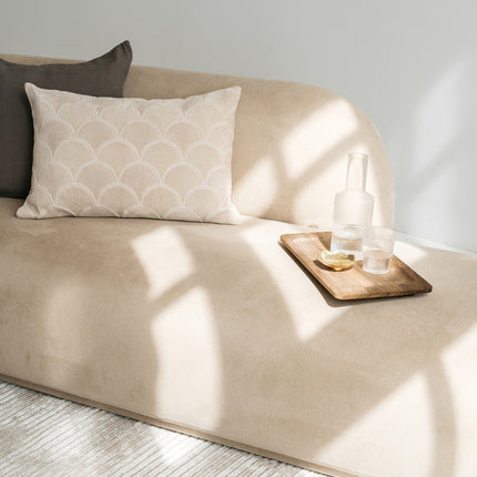 Velvet beige goudgeborduurde sierkussenhoes Jane 60x40 cm
