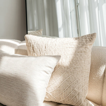 Getufte naturel linnen-katoenen sierkussenhoes Lynn 50 x 50 cm