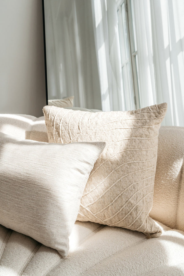 Getufte naturel linnen-katoenen sierkussenhoes Lynn 50 x 50 cm