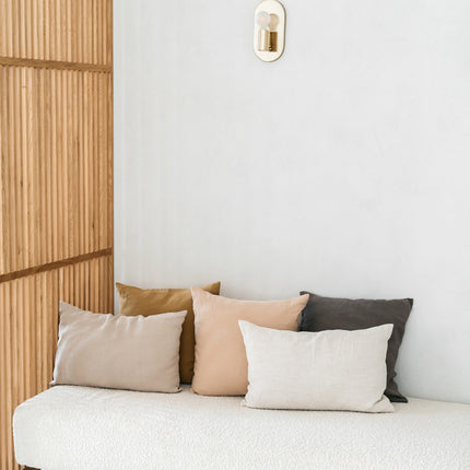 Gewassen 100% linnen kussenhoes Scotty 60x40 cm Naturel