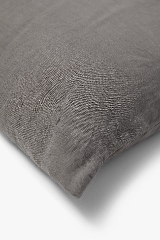 Gewassen 100% linnen kussenhoes Scotty 50x50 cm grijsbruin
