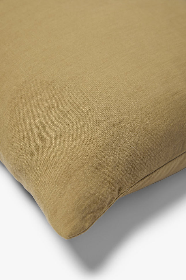 Gewassen 100% linnen kussenhoes Scotty 50x50 cm Goudbruin