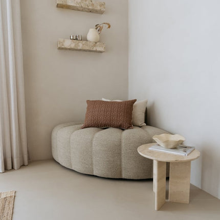 Tweekleurige zachte gequilte sierkussenhoes Olivia 60x40 cm bruin-ecru