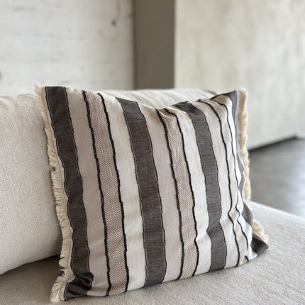 100% biologisch katoenen geweven gestreepte sierkussenhoes Holly 50x50 cm