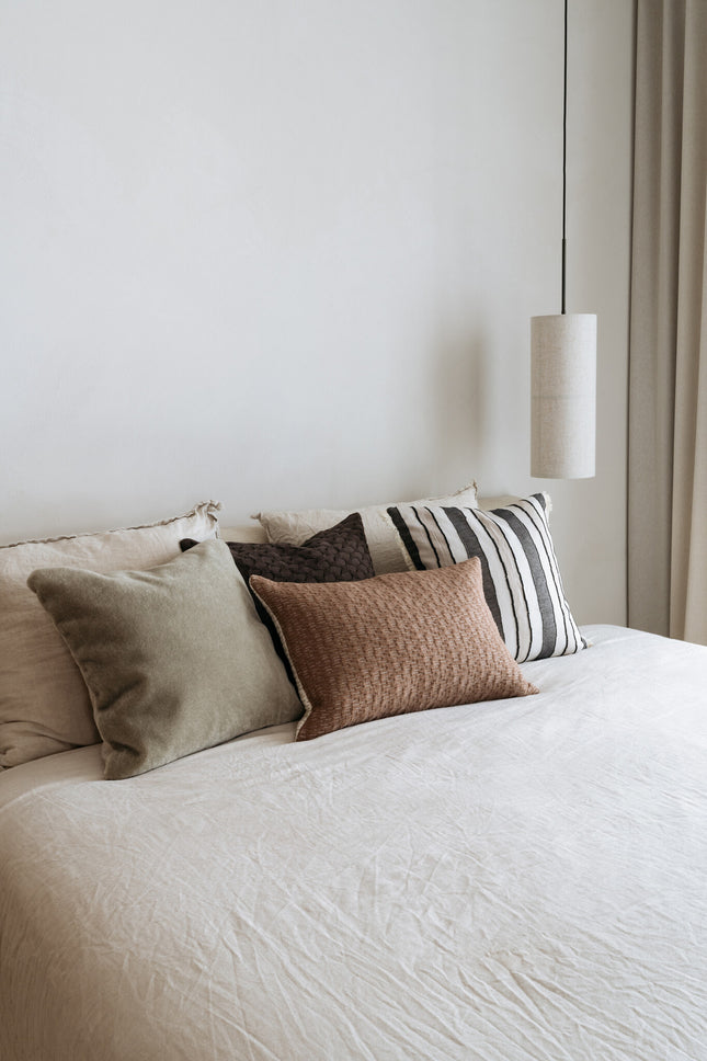 100% biologisch katoenen geweven gestreepte sierkussenhoes Holly 50x50 cm