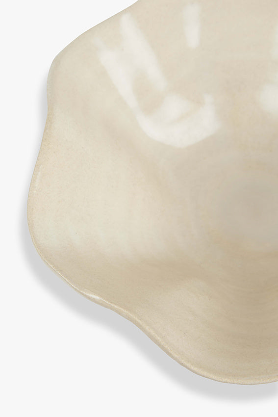 Handgemaakte aardewerken schaal Kate 25 x 8 cm ecru