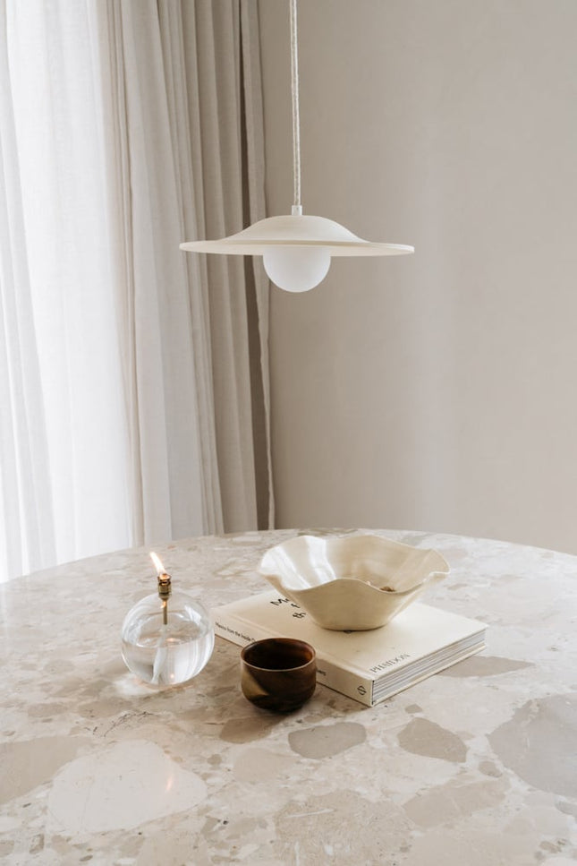 Handgemaakte aardewerken hanglamp July naturel