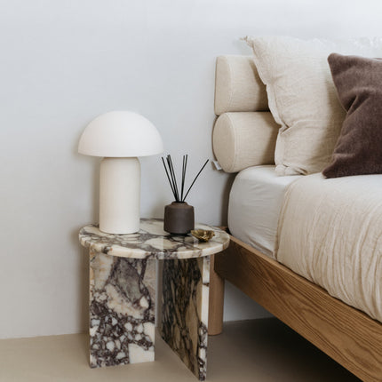 Handgemaakte aardewerken tafellamp Maeve naturel