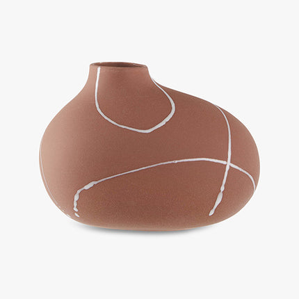 Handgemaakte aardewerken vaas Iris terracotta 20 x 13 x 14,5 cm
