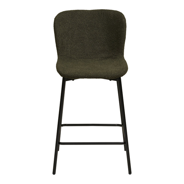 Maceda Counter Chair - counterstoel, bouclé, groen, zwarte poten HN1241 (set van 2)