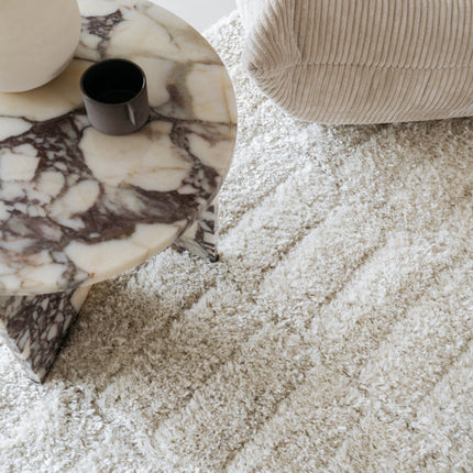 Exclusief hoogpolig wollen vloerkleed Stella 200x290 cm ecru