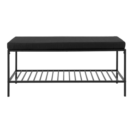 Vita Bench - Bank met kussen en plank, zwart met zwarte poten 100x36x48,5 cm