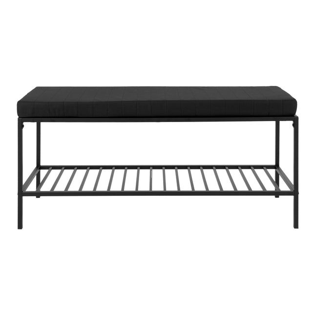 Vita Bench - Bank met kussen en plank, zwart met zwarte poten 100x36x48,5 cm