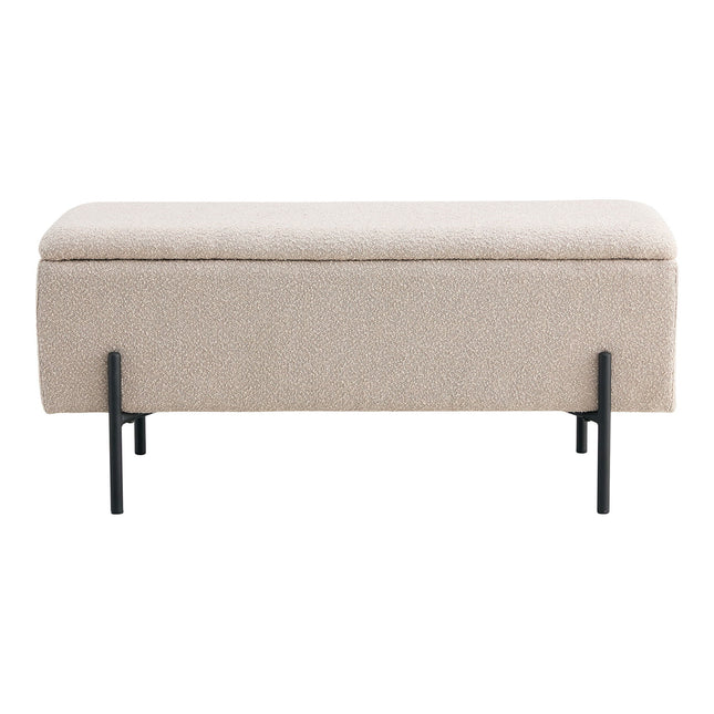 Watford Bench - Bank met opbergruimte, bouclé, beige 95x36,5x43 cm, HN1233