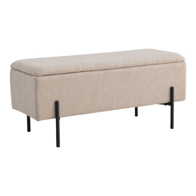 Watford Bench - Bank met opbergruimte, bouclé, beige 95x36,5x43 cm, HN1233