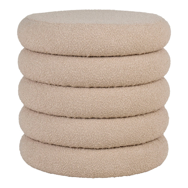 Brooklyn Poef - Poef met opbergruimte, bouclé, beige ø44x44 cm, HN1242