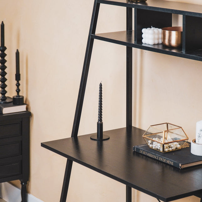 Kaarshouder-Kandelaar - Basic - Metaal - Zwart - 8x8x6,5cm