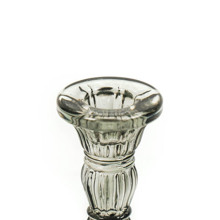 Kaarshouder-Kandelaar - Glas - Smokey - 6,5x10,5cm
