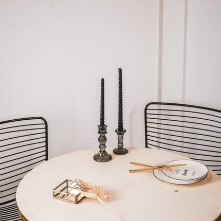 Kaarshouder-Kandelaar - Glas - Smokey - 6,5x10,5cm