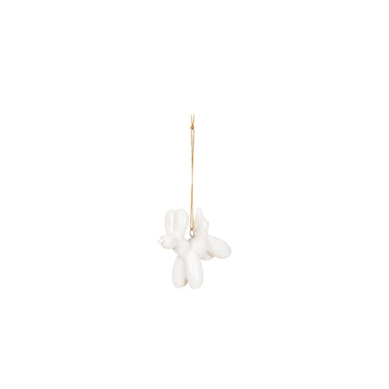 Ornament - Ballon Hond hanger - Keramiek - Wit - 6,5x3x6cm