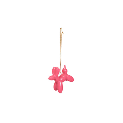Ornament - Ballon Hond hanger - Keramiek - Roze - 6,5x3x6cm
