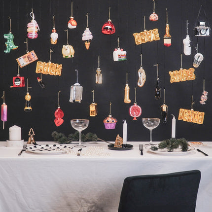 Kerstversiering - Kersthanger - Croissant - Glas - Bruin - 9,5x5x4,5cm