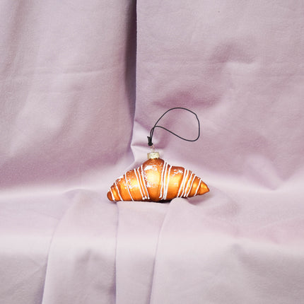 Kerstversiering - Kersthanger - Croissant - Glas - Bruin - 9,5x5x4,5cm