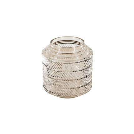 Vaas- Relief- Glas- Grijs- 16x16 cm